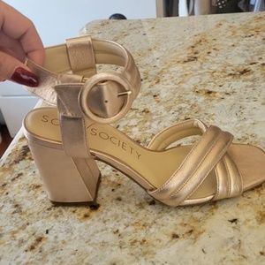 Sole Society Rose Gold Chunky Heel Sandals